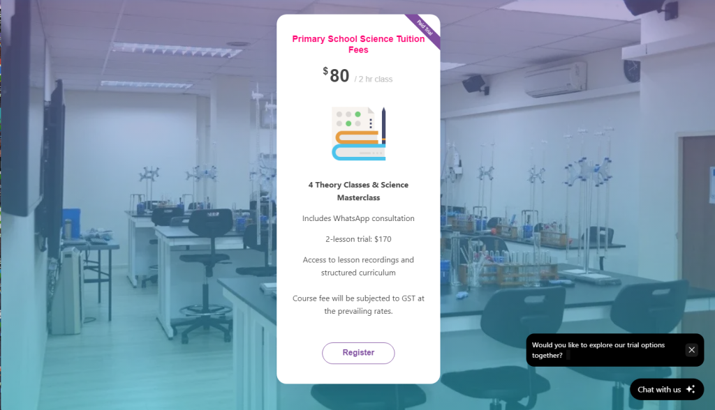 Primary Science Tuition Program 2 primary science tuition prices